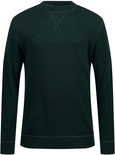 JP 1880 - Heren - Pullover wolmix ronde hals met details - Dennengroen - Maat 3XL