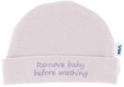 VIB® - Muts 'Remove baby before washing' rose smoke (0-3 m) - Babykleertjes - baby muts - baby muts newborn - baby mutsje - baby cadeau - kraam cadeau - baby aankodiging
