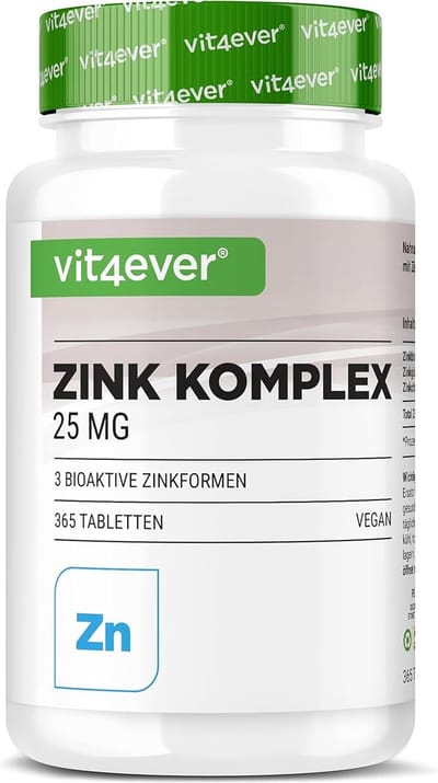 Zink Complex 15mg - 365 Tabletten - Met 3 bioactieve vormen van zink (zinkbisglycinaat, zinkgluconaat, zinkcitraat) - 1 jaarvoorraad - Hooggedoseerd - Veganistisch