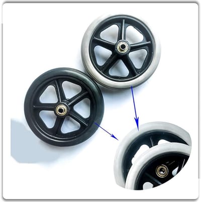 Vervangende Rolstoelwielen - Zwenkwielen Set - Mobiliteit Verbeteren - Universele Montage - 17 Cm - Grijs