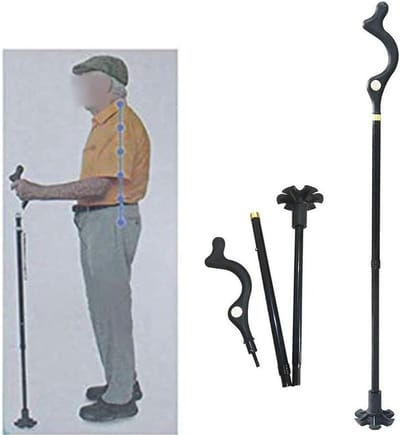 Houding Wandelstok - Opvouwbare Kruk - Veilig Lopen - Zelfdragende Stabiliteit - Verstelbaar 37-46 Inch - Zwart