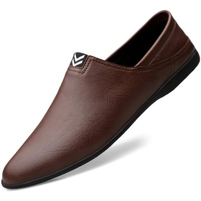 Lente Leer Casual Schoenen Herenschoenen Ademend Zakelijke Schoenen Zachte Zool Instappers Luie Schoenen 44 bruin