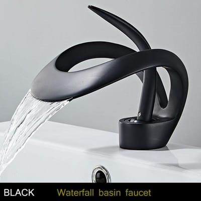 Gouden/witte badkamerkraan Zwarte badkamerkraan Messing creatieve grijze wastafelmengkraan Warme en koude waterval wastafelkraan gray