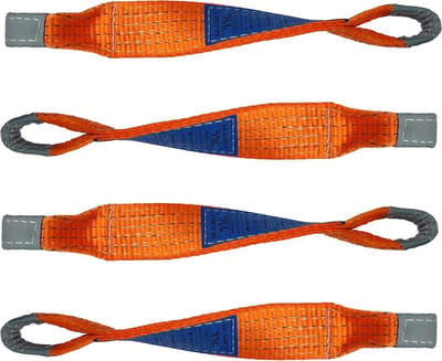 Dwarsriemen Set - Spanband Lussen - Autotransport Beveiligen - Versterkte Dubbele Lussen - 4 Stuks 50 mm - Oranje