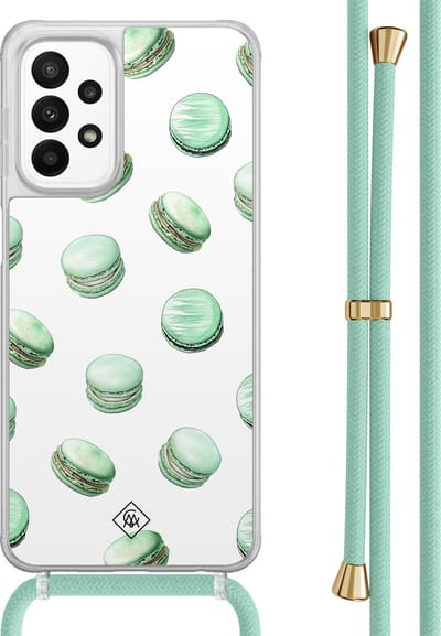 Casimoda® hoesje met mintgroen koord - Geschikt voor Samsung A23 - Macarons - Afneembaar koord - TPU/acryl - Mint