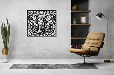 Olifant muurdecoratie - Wanddecoratie - Deco - Zwart - Hout - Decoratie - Art - Muurdecoratie - Line art - Wall art - Wandborden - Bohemian - kerst - kerstcadeau - wandecoratie woonkamer - kerstgeschenk
