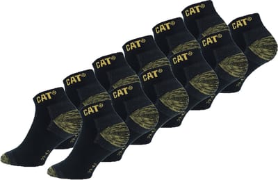 Caterpillar 12 Paar Premium Sneaker Korte Werksokken - Dubbele Versterkt - Katoen Zwart 35-38
