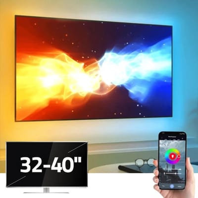 Ambient TV led strip met HDMI sync box - 32-40 inch (82 - 102 cm) - RGB - Bediening via app - TV ledstrip