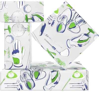 NTHProducts - Golf Cadeaupapier - Holografisch - Premium Kwaliteit - 43 x 300cm - Verpakking voor Verjaardag en Vaderdag - Sportthema
