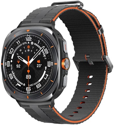 Strap-it siliconen sport bandje geschikt voor Samsung Galaxy Watch Ultra 2 (2026) / Ultra (2024/2025) - donkergrijs/oranje