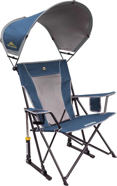 Opvouwbare Stoel - Camping Stoel - Buiten Ontspannen - Verstelbare Zonnekap - 90x67x99 cm - Blauw