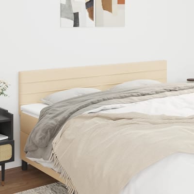 vidaXL - Hoofdborden - 160x5x78/88 - cm - stof - crèmekleurig