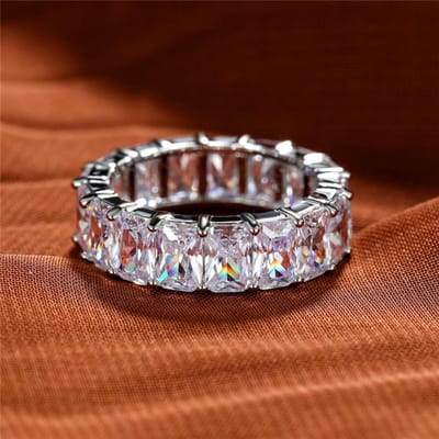 Luxe Dames Regenboog Zirkonia Stenen Ringen Geelgoud Kleur Trouwsieraden Voor Vrouwen Kleine Vierkante Verlovingsring 6 gray
