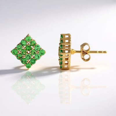 Cavill - 925 Sterling Zilver Oorstekers met Tsavoriet 1,14 ct - Groene Edelsteen Oorbellen - Luxe Prong Zetting - Elegant & Modern Design