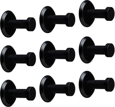 9 stuks SOTECH kapstokhaken Talea RVS zwart gepoederlakt lengte: 33 mm incl. plaatje en bevestigingsset