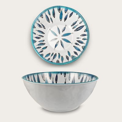 Arca Fish collection - Melamine kom Ø32xH11cm – licht in gewicht – makkelijk stapelbaar – voor binnen en buiten