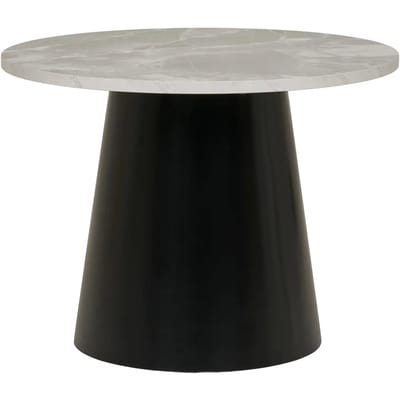House Nordic Salontafel Brito - Marmerlook - Grijs/Zwart - Ø60cm