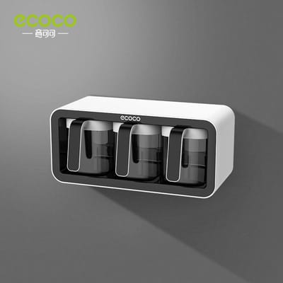 ECOCO Boîte à Condiments Murale Étagère de Rangement pour Épices Organisateur de Condiments Accessoires de Cuisine Pot à Sel Salière Poivrière pour la Maison