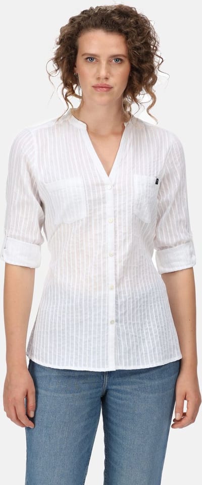 Het Regatta Malaya shirt met lange mouwen - dames - Coolweave - katoen - Wit