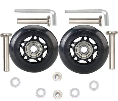 Set van 2 Vervangende Kofferwielen Stil Rubber met Metalen Assen Universele Trolley Onderdelen