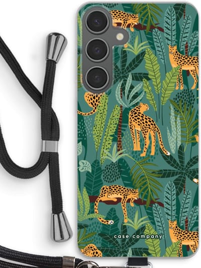 Case Company® - Hoesje met koord geschikt voor Samsung Galaxy S24 Plus hoesje met Koord - Luipaard 2 - Telefoonhoesje met Zwart Koord - Bescherming aan alle Kanten en Over de Schermrand