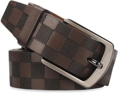 Heren Leren Riem met Ruitpatroon, Verstelbare Brede Tailleband voor Casual en Zakelijke Stijl, Perfect voor Jeans en Kostuums
