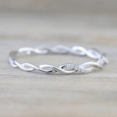 Vintage S925 Zilveren Gedraaide Touwring 18k Verguld Micro-Ingelegde Zirkoon Ring Party Cadeau Sieraden Ring 10