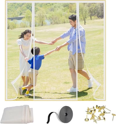 Vliegenhor Dubbele Deur 255x180 cm Wit - Zonder Boren Monteren met Magneet
