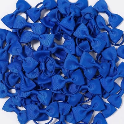 Felblauw haar elastiekjes set – strik haarbandjes – meisjes dames – 20 stuks – elastische haar elastiek met strik – ribstof strikjes set