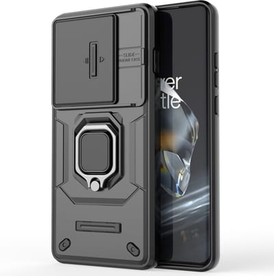 Coverup Hoesje - Geschikt voor OnePlus 12 Hoesje - Coverup Ring Kickstand Back Cover met Camera Shield - Zwart