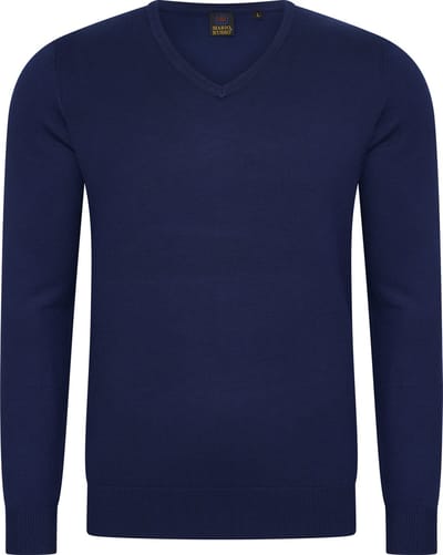 Mario Russo V-Hals Pullover - Trui Heren - Sweater Heren - Navy - XXL