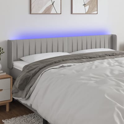 vidaXL - Hoofdbord - LED - 163x16x78/88 - cm - stof - lichtgrijs