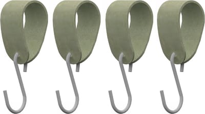 S-haakje Wit + leren hanger: SUEDE JADE - Maat M - set van 4 (S-haakjes - kapstokhaakje - handdoekhaakje - kapstokhaak - ophanghaken - S-haken)