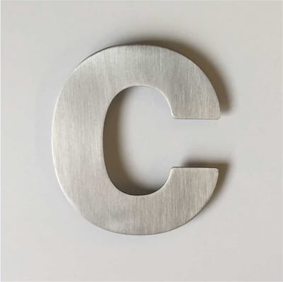 Huisnummer RVS 9 cm - Letter C / rvs modern huisnummer / rvs huisnummer 120 mm / huisnummer rvs / 12cm Hoog / Kleur: zilver-rvs / Maakjenaambord.nl / huisnummerbord / huisnummers / C