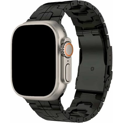 123watches Ted bandje - staal - zwart - 44 · 45 · 46 & 49 mm - Geschikt voor Apple Watch series 1/2/3/4/5/6/7/8/9/10/11/12/SE/SE2/SE3/Ultra/Ultra 2/Ultra 3/Ultra 4
