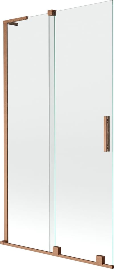 Mexen Velar L badwand 2-delige schuifwand 100 x 150 , transparant, geborsteld koper - 896-100-003-01-65