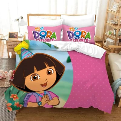 3D Print D-Dora Cartoon Ontdekkingsreiziger Beddengoed Set Dekbedovertrek Bedset Dekbedovertrek Kussensloop Dekbed King Queen Size Jongens Volwassene 180x210cm 3pcs