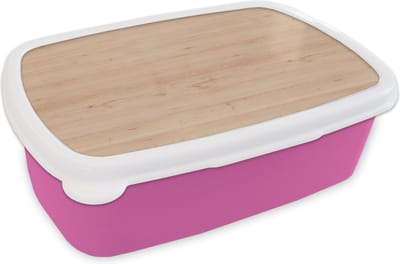 Broodtrommel Roze - Lunchbox - Brooddoos - Hout - Patronen - Planken - 18x12x6 cm - Kinderen - Meisje