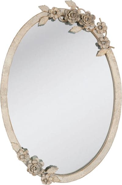 Clayre & Eef Spiegel 35x51 cm Beige Glas Bloemen