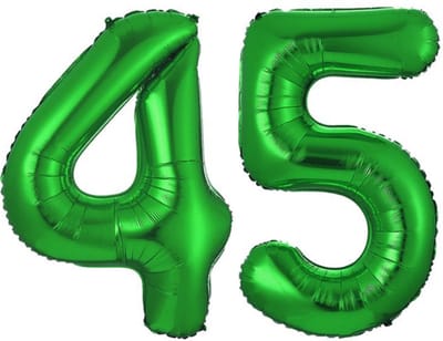 Ballon Cijfer 45 Jaar Groen Helium Ballonnen Verjaardag Versiering Cijfer Ballon Feest Versiering Met Rietje - 86Cm