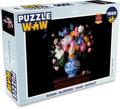 Puzzel Rozen - Bloemen - Vaas - Boeket - Legpuzzel - Puzzel 1000 stukjes volwassenen