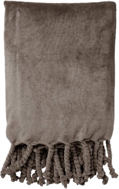 Dutch Decor - FLORIJN - Plaid 150x200 cm - grote fleece plaid met flosjes - Driftwood - taupe