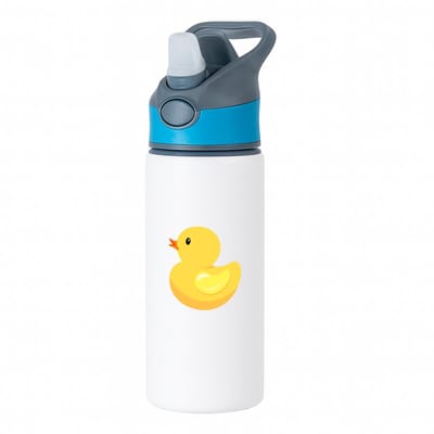 Hacebo® - Badeend waterfles met rietje blauw - Bad eend - Kinderen - Kuikentje - vogel - dieren - water fles - 650ML