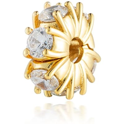Nieuwe Sprankelende Gouden Poolster Liefdesbrief Oneindigheidsknoop Bloeiende Roos Clip Bedels Kralen Passend op Originele Armband Doe-het-zelf Sieraden Cadeaus beige