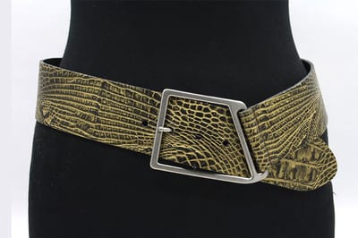 Dames brede heupriem goud/zwart - 6 cm breed - Leer - Brede riem - Fashion statement - Maat 85