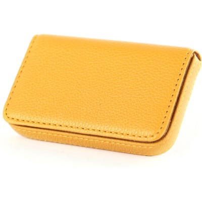Boîte à cartes à motif Litchi, porte-cartes d'affaires de grande capacité, couleur unie, porte-badge en cuir PU, livre de cartes bancaires de crédit jaune