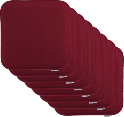 Set van 8 Vierkante Stoelkussens Bordeaux 35x35x2 cm Dik Vilt Comfortabel Zitkussen