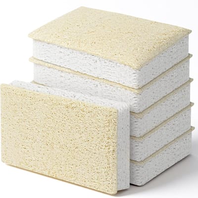 Set van 6 Dubbelzijdige Loofah Keukensponzen voor Krasvrije Afwas en Schoonmaak in Keuken en Oven