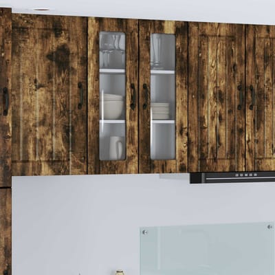 vidaXL - Wandglas - Kasten - LUCCA - Gerookt - eiken - 60 - x - 31 - x - 80 - cm