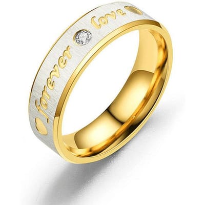 Mode Paar Ringen Graveren  Forever Love  Roestvrij Stalen Ring Voor Mannen Vrouwen Met Zirkoon Engagement Trouwringen Sieraden 8 beige